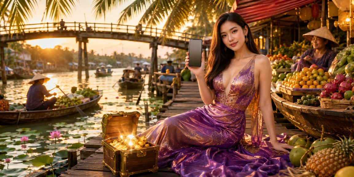 Người chơi trẻ thưởng thức cược thể thao điện tử qua điện thoại tại vùng sông Mekong